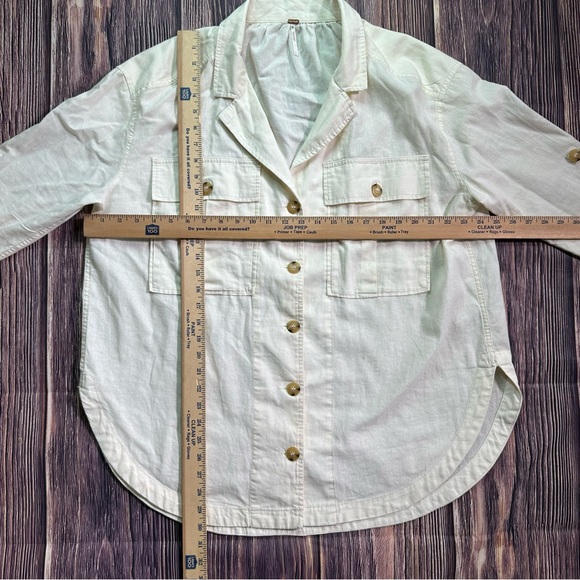 Free People Sunshine In My Pockets Buttondown Thick Linen Cotton Long Sleeve - Picture 7 of 13
